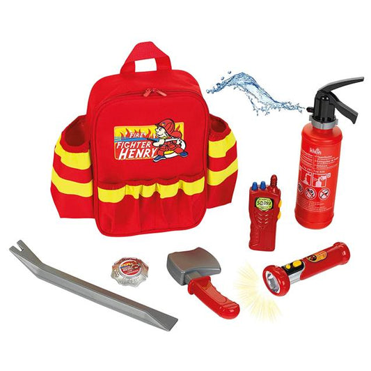 Theo Klein 8900 Fire Fighter Henry Feuerwehr-Rucksack mit Reflektor Kinder Spielzeug