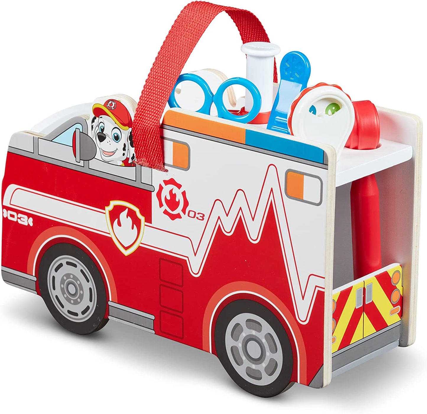 PAW Patrol Marshalls Rettungswagen Krankenwagen mit Erste-Hilfe-Kasten Arztset Holz Lernspielzeug Spielzeug