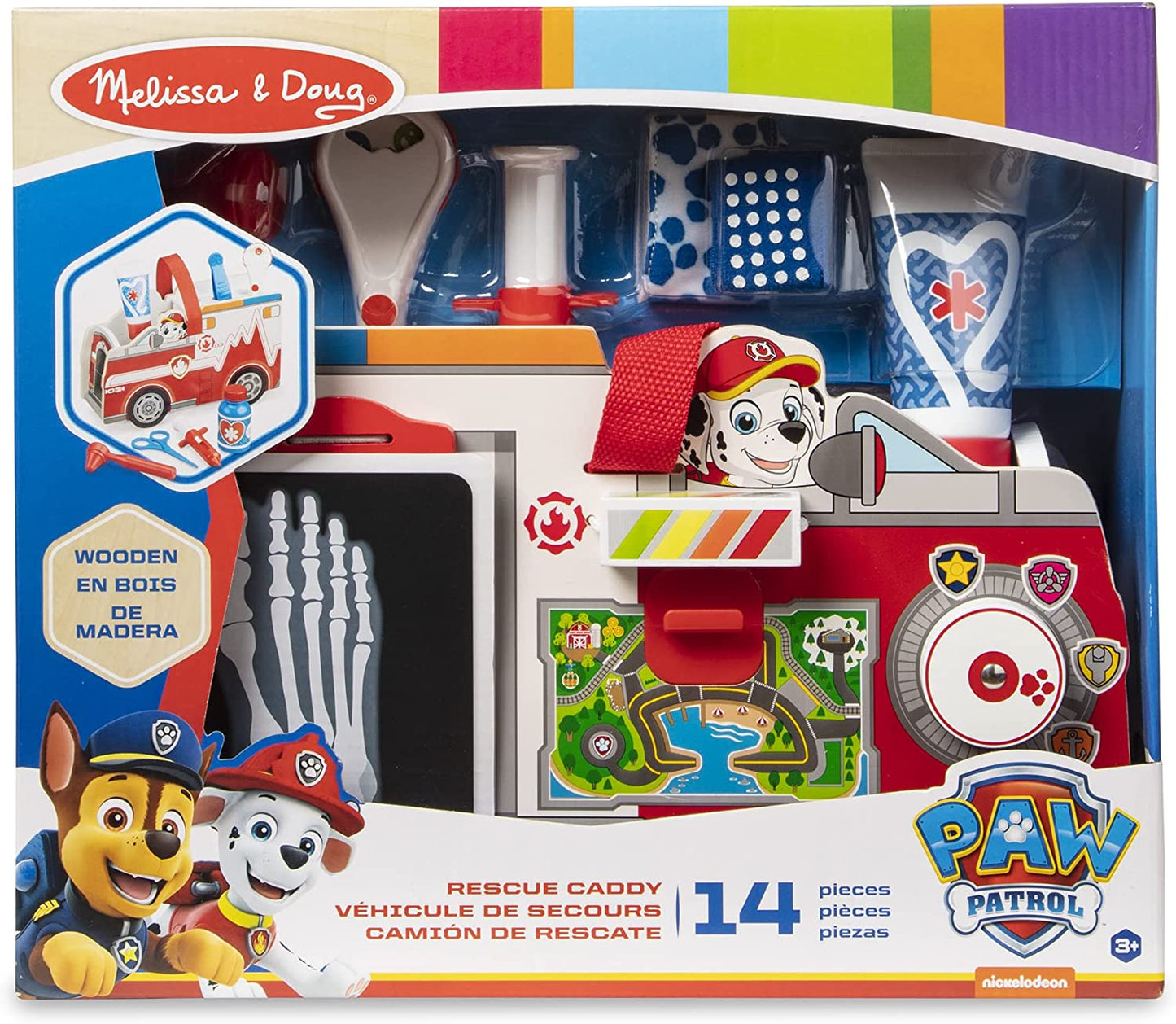 PAW Patrol Marshalls Rettungswagen Krankenwagen mit Erste-Hilfe-Kasten Arztset Holz Lernspielzeug Spielzeug