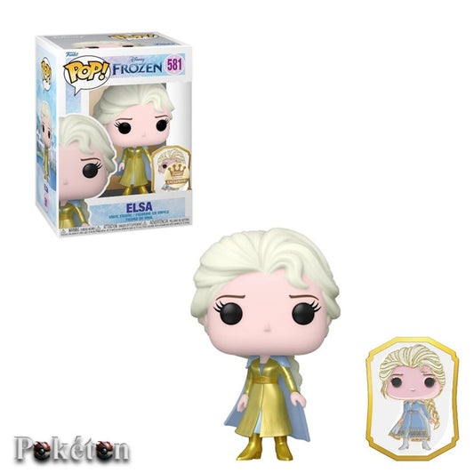 FUNKO POP Disney Frozen #581 Gold Elsa with Pin - Vinyl Figur OVP NEU