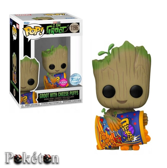 FUNKO POP Marvel #1196 Groot with Cheese Puffs Flocked Vinyl Figur NEU