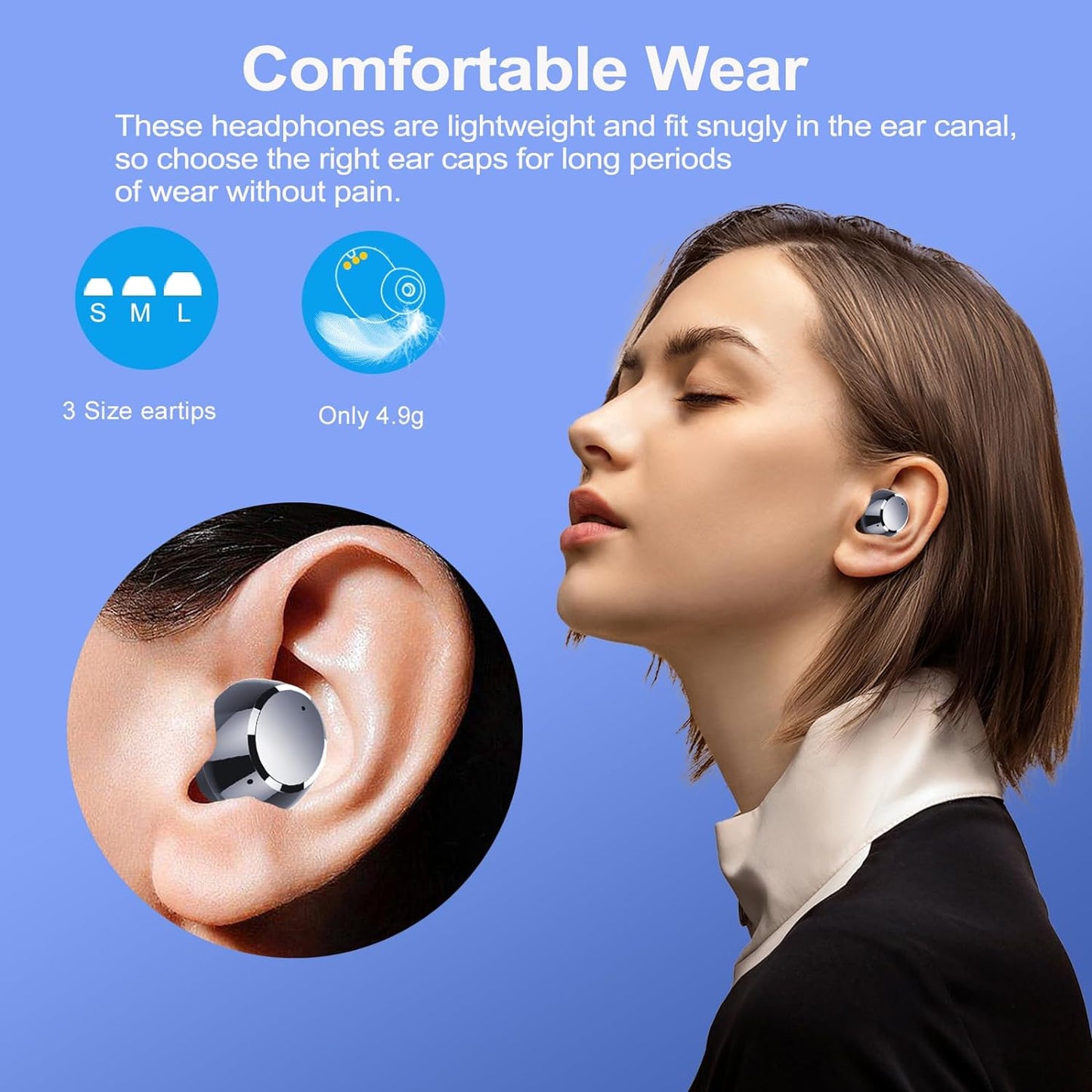 Bluetooth Kopfhörer Sport schwarz In Ear Kabellos 128h IP7 Wasserdicht LED Anzeige