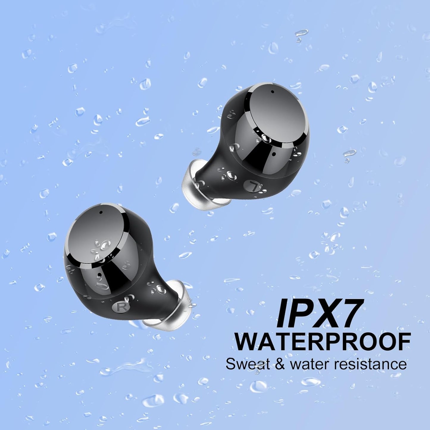 Bluetooth Kopfhörer Sport schwarz In Ear Kabellos 128h IP7 Wasserdicht LED Anzeige