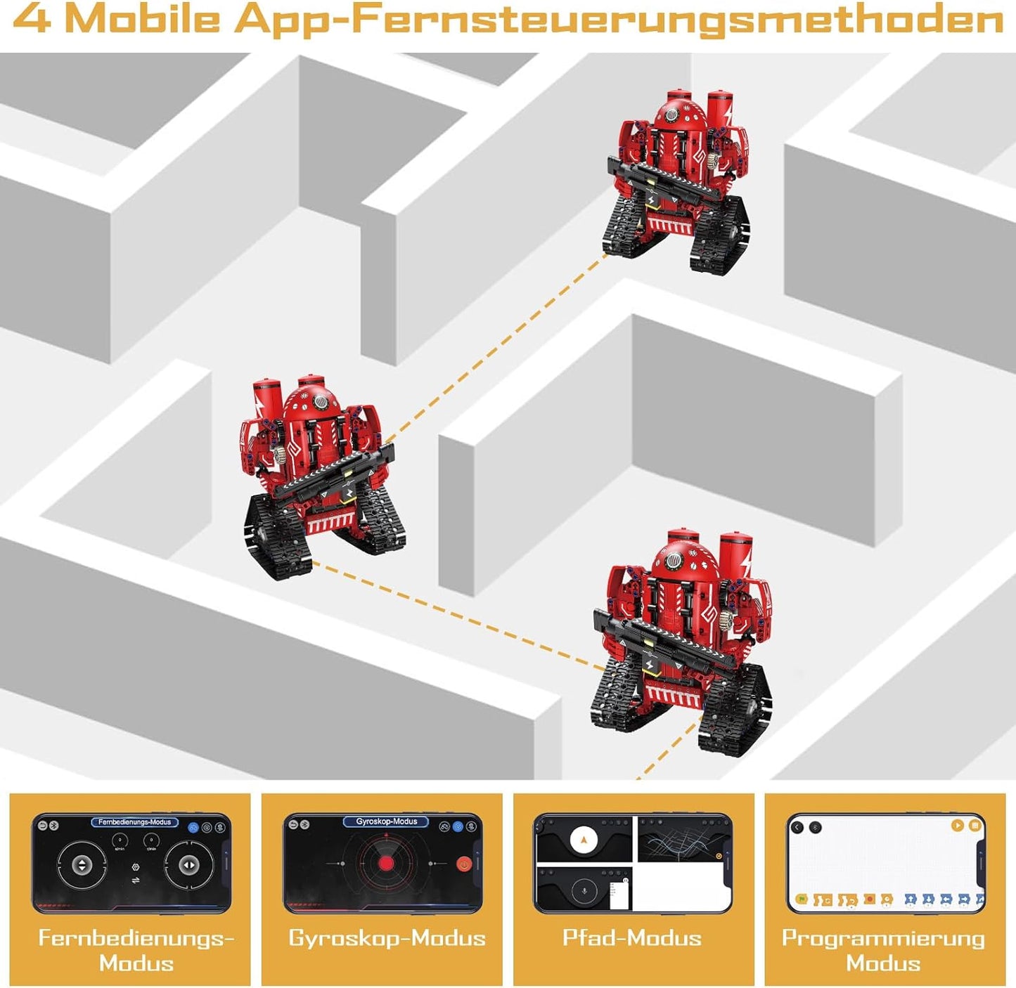 5-in-1 Roboter Spielzeug Kinder - ferngesteuert Konstruktionsspielzeug mit App Baukasten