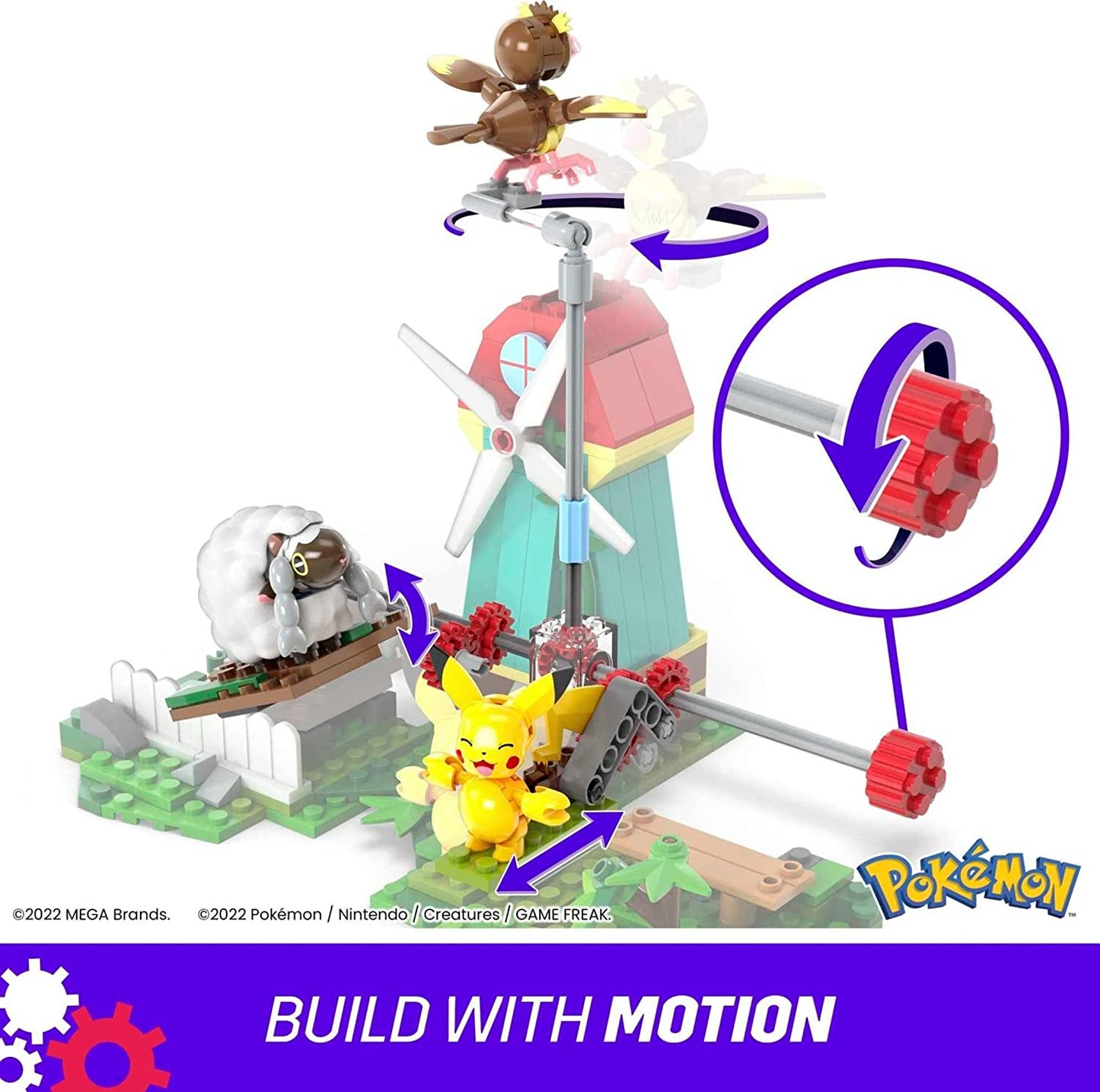 Mega Construx HKT21 - Windmühlen-Farm Bauset 240 Teile Bauset Pikachu Spielzeug