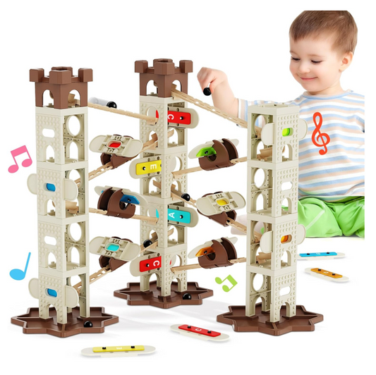 Murmelbahn Kugelbahn mit Musik Bausteine mit 9 Musikbahnen Kinder Spielzeug - NEU