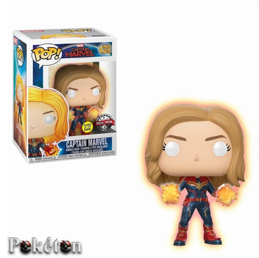 FUNKO POP Marvel #432 Captain Marvel (Glows in the Dark) - Vinyl Figur NEU