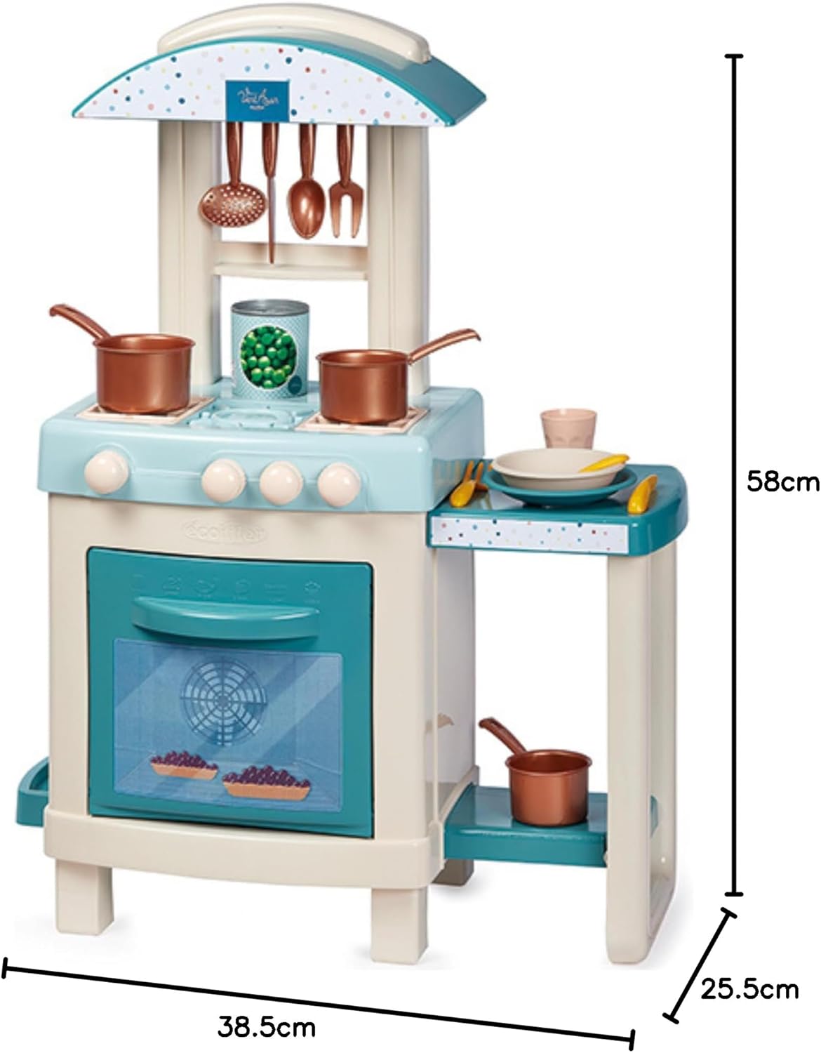 Ecoiffier Gourmet Küche für Kinder mit Zubehör Spielzeug Kinderküche kochen 58cm