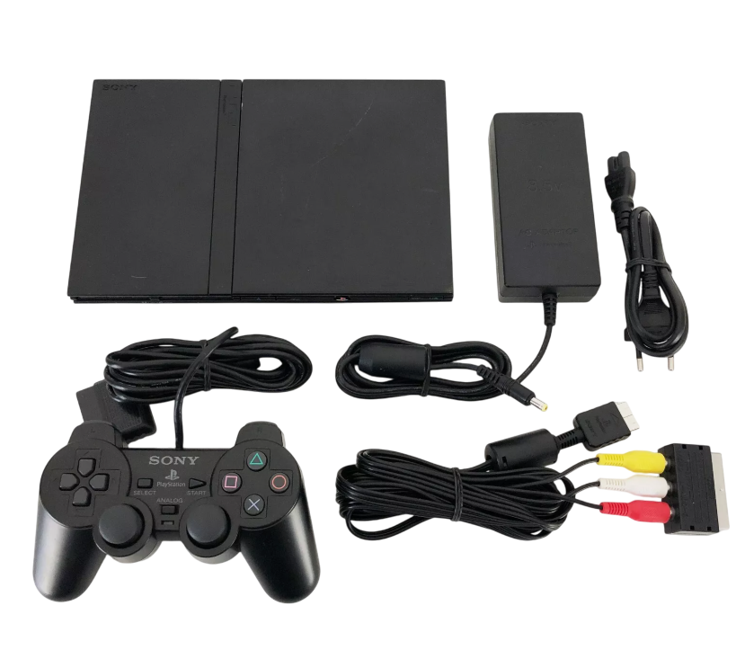 Original Sony Playstation 2 PS2 Slim Konsole schwarz + Controller