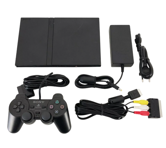 Original Sony Playstation 2 PS2 Slim Konsole schwarz + Controller