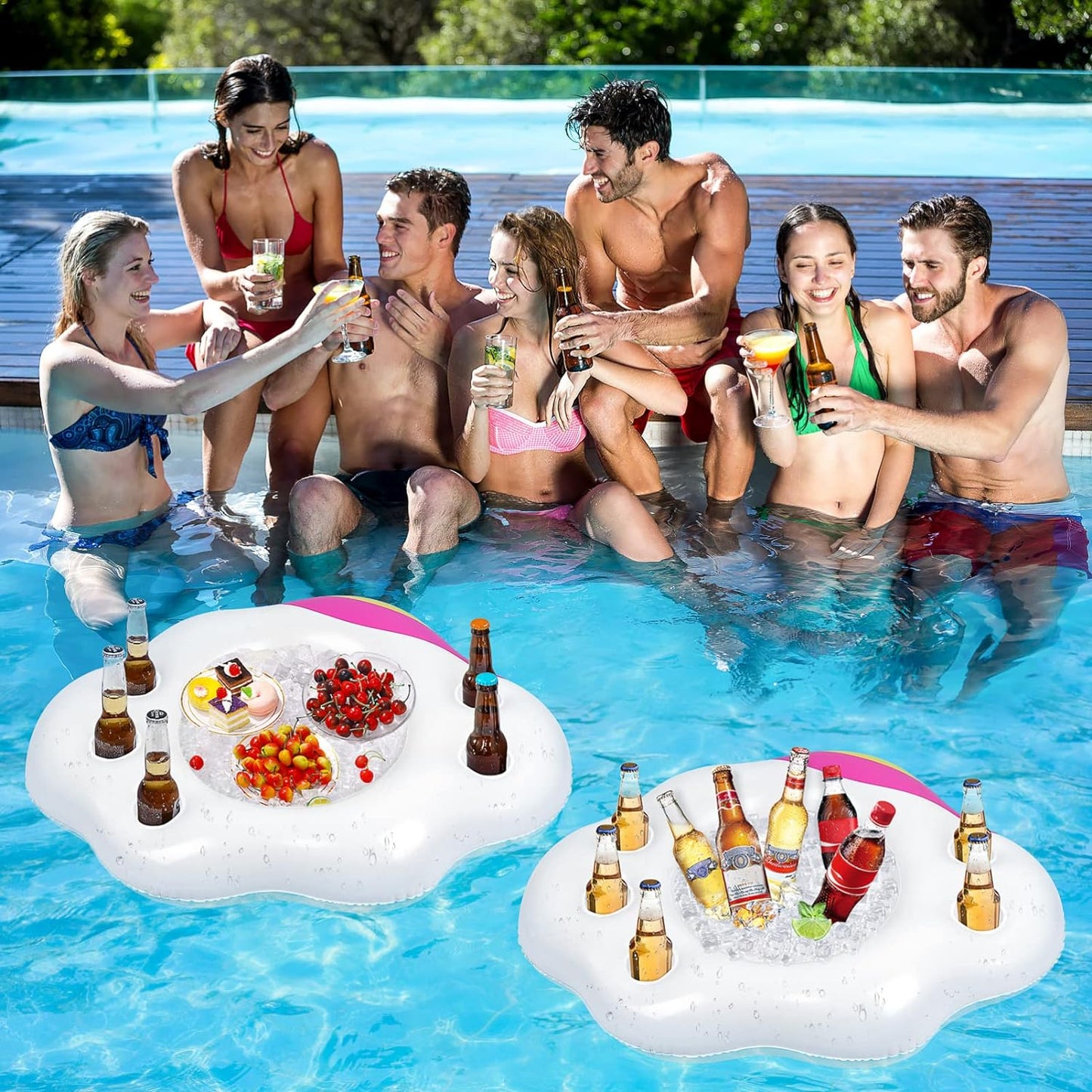 Schwimmende Servierbar Buffet (2 Stück) für Indoor Outdoor Sommer Strand Pool Party Deko