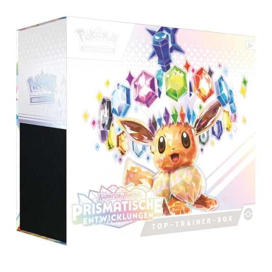 Pokemon prismatische Entwicklungen Top Trainer Box ETB (9 Booster & Evoli Promo) DE