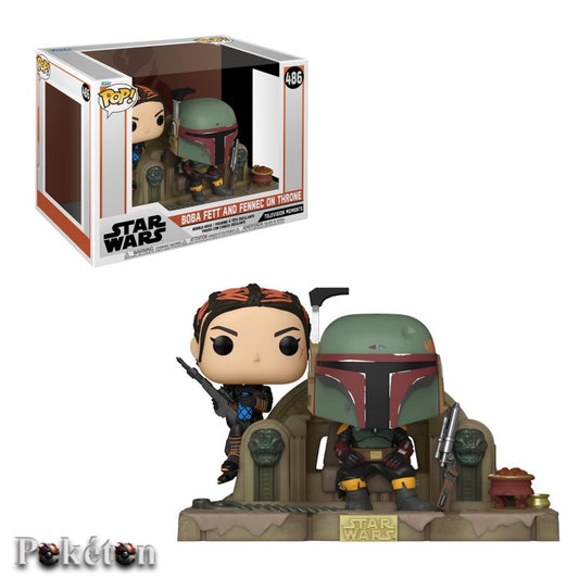 FUNKO POP Star Wars #486 Boba Fett and Fennec on Throne - Vinyl Figur NEU