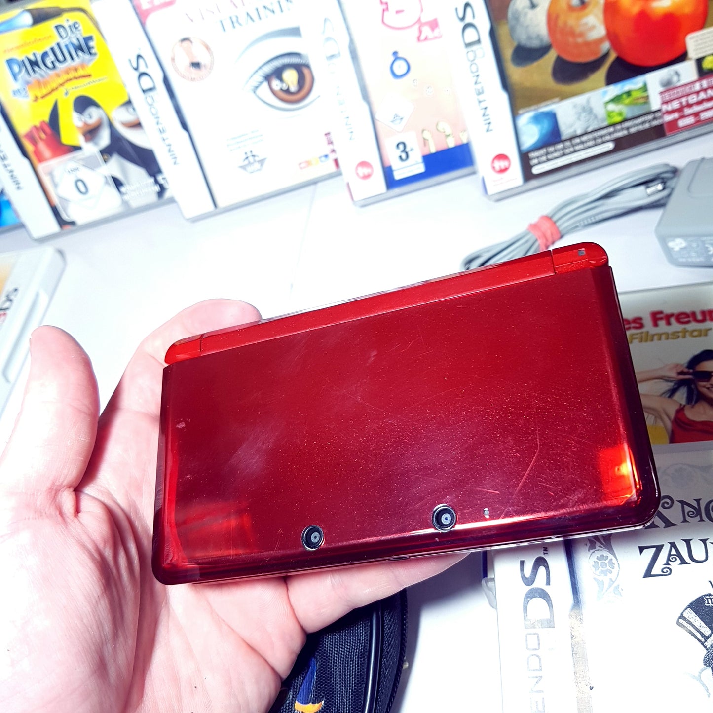 Nintendo 3DS Konsole metallic rot + 10 Spiele - gebraucht