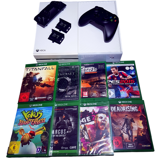 Microsoft Xbox Konsole weiß 500GB + Controller + 8 Spiele - gebraucht