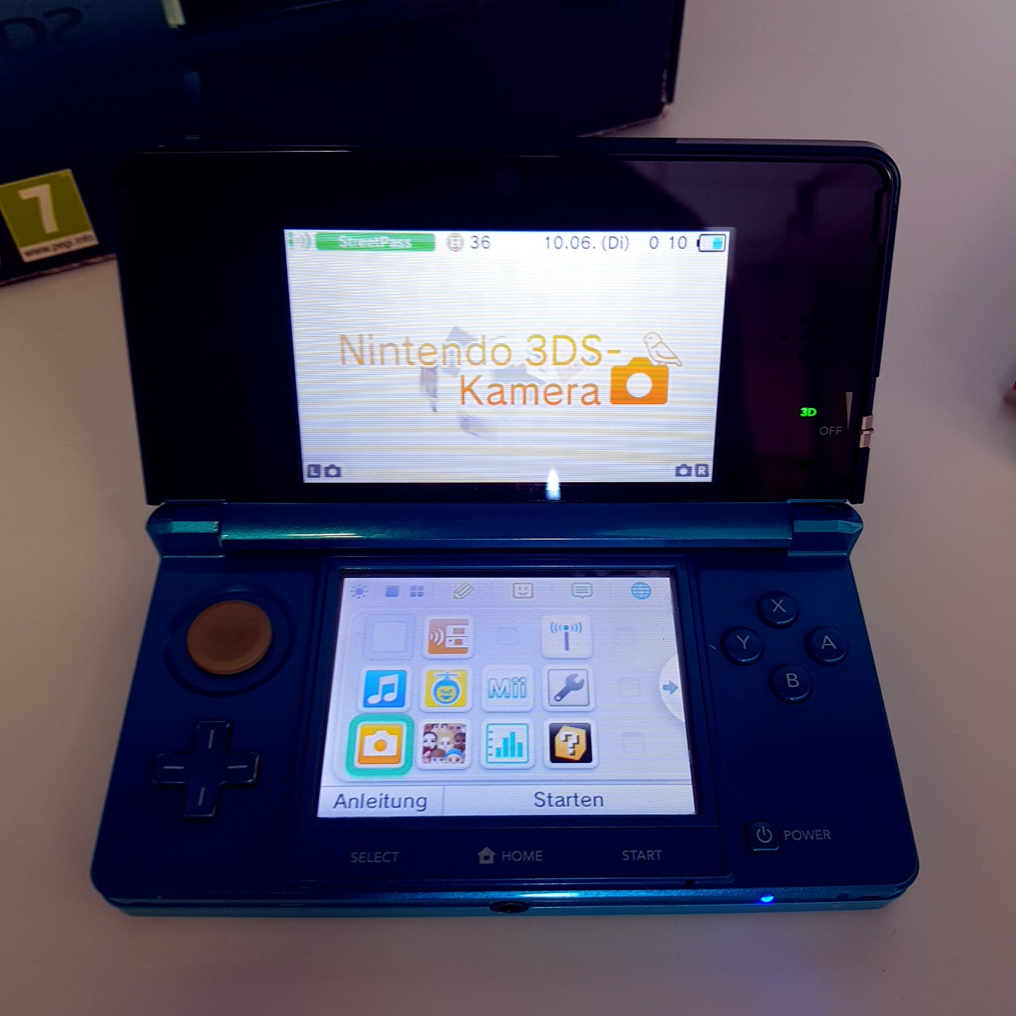 Nintendo 3DS Konsole aqua blau mit OVP - gebraucht