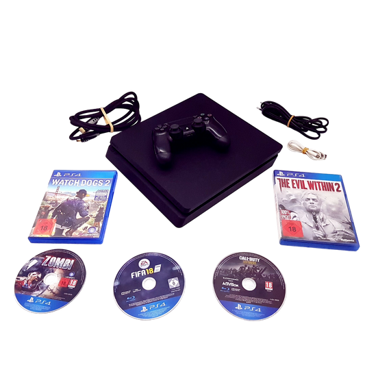 Playstation 4 PS4 Slim Konsole (500GB) + 5 Spiele / gebraucht