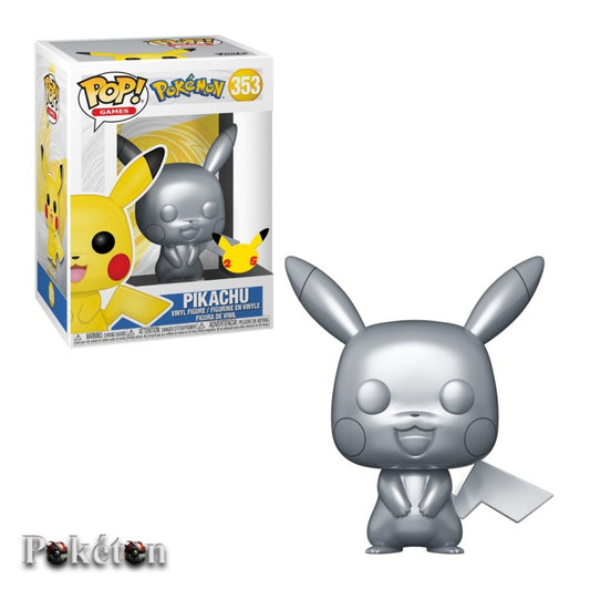FUNKO POP Pokemon #353 silver Pikachu - Vinyl Figur OVP NEU