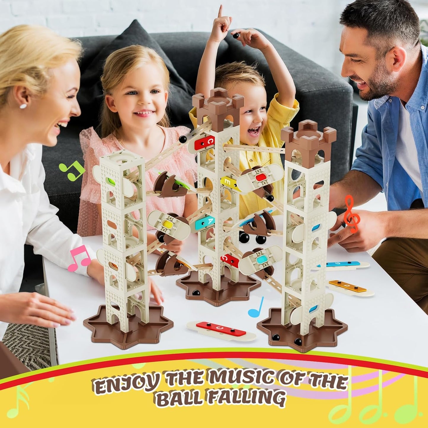 Murmelbahn Kugelbahn mit Musik Bausteine mit 9 Musikbahnen Kinder Spielzeug - NEU