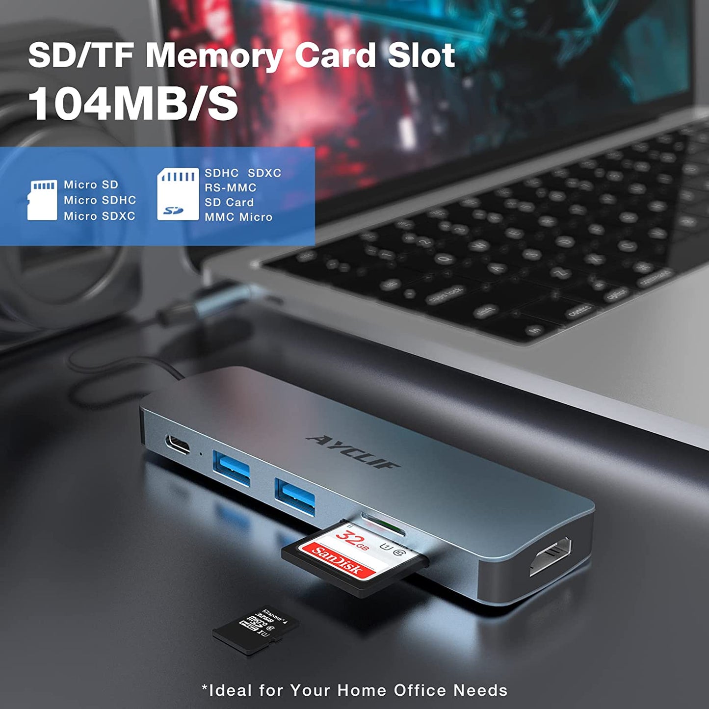 USB C Hub Adapter MacBook Pro / Air iPad Pro - 6 in 1 - 4K HDMI Ausgang Laptop Surface Pro 8 Kartenleser