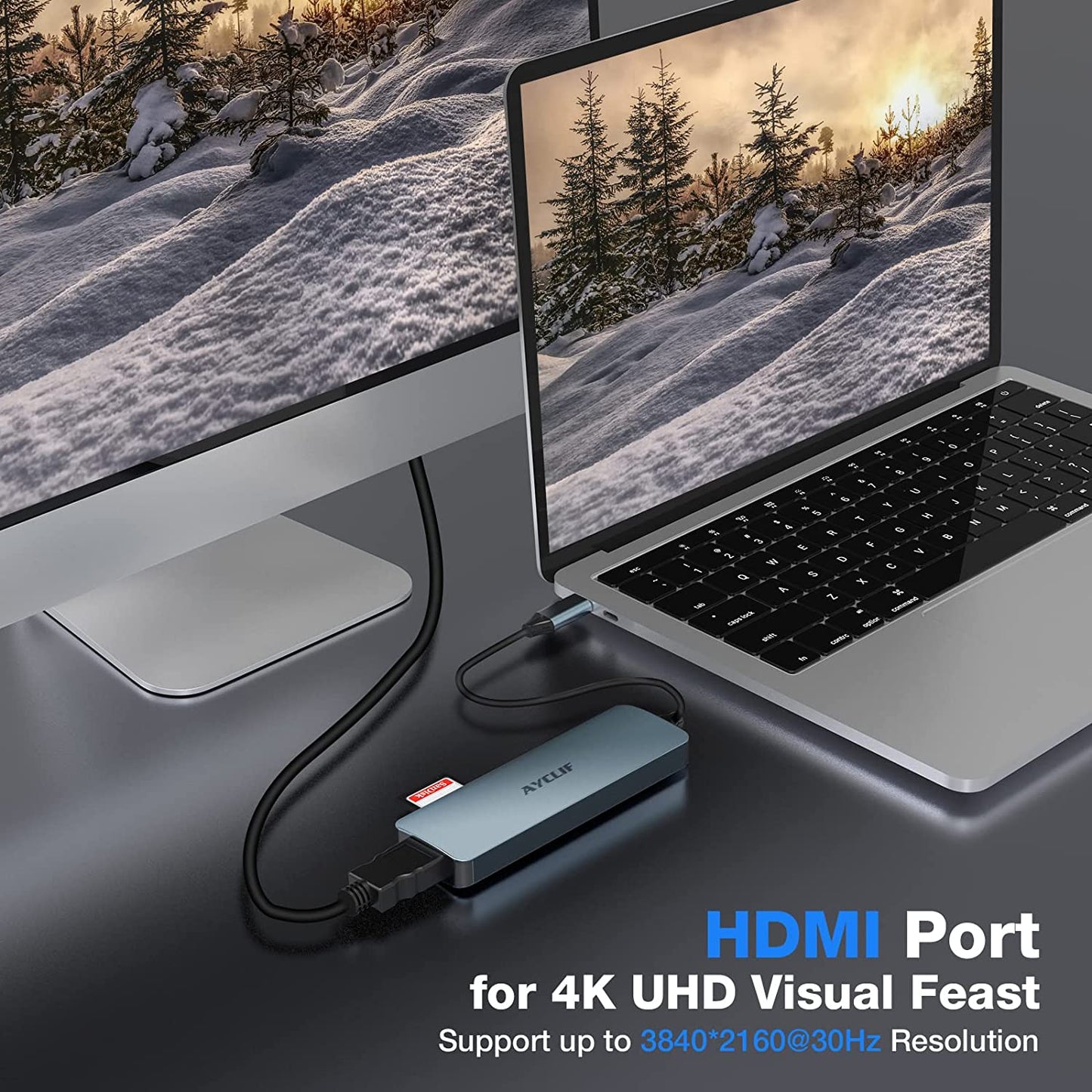 USB C Hub Adapter MacBook Pro / Air iPad Pro - 6 in 1 - 4K HDMI Ausgang Laptop Surface Pro 8 Kartenleser