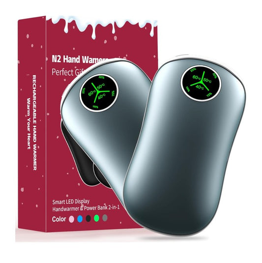 Handwärmer (2Stück) schwarz Akku Taschenwärmer PowerBank mit Digitalanzeige 3 Heizstufen