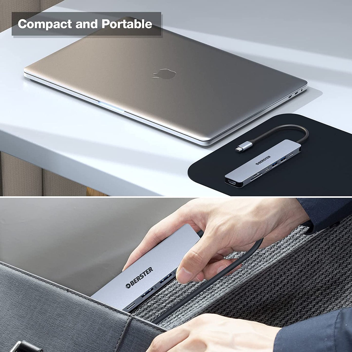 USB C Hub 7 in 1 Adapter MacBook Pro/Air/Surface iPad 4K HDMI Ausgang Laptop Kartenleser