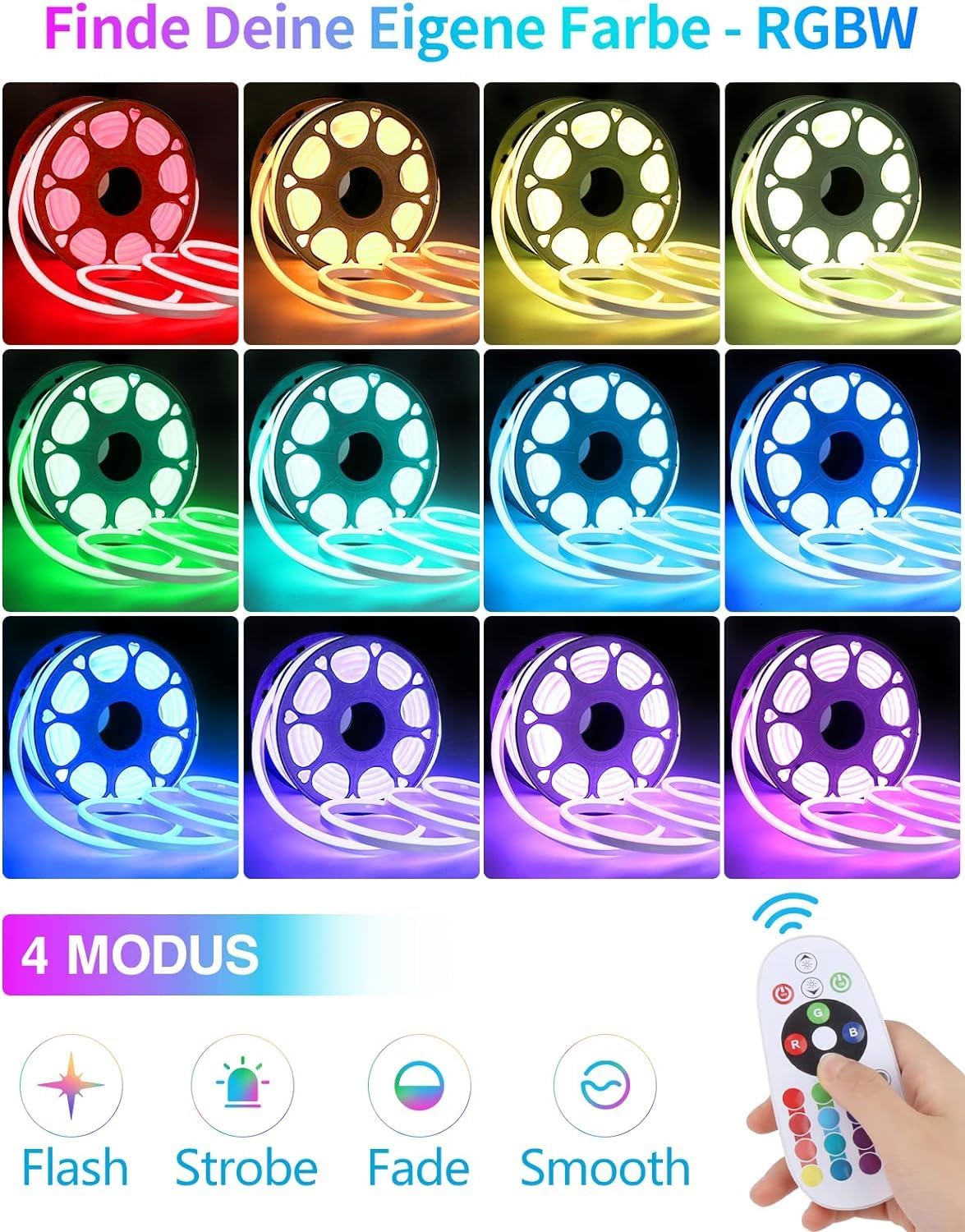 Lamomo Led Strip 10m Led Streifen - Led Streifen Lichterschlauch, Wasserdicht IP65