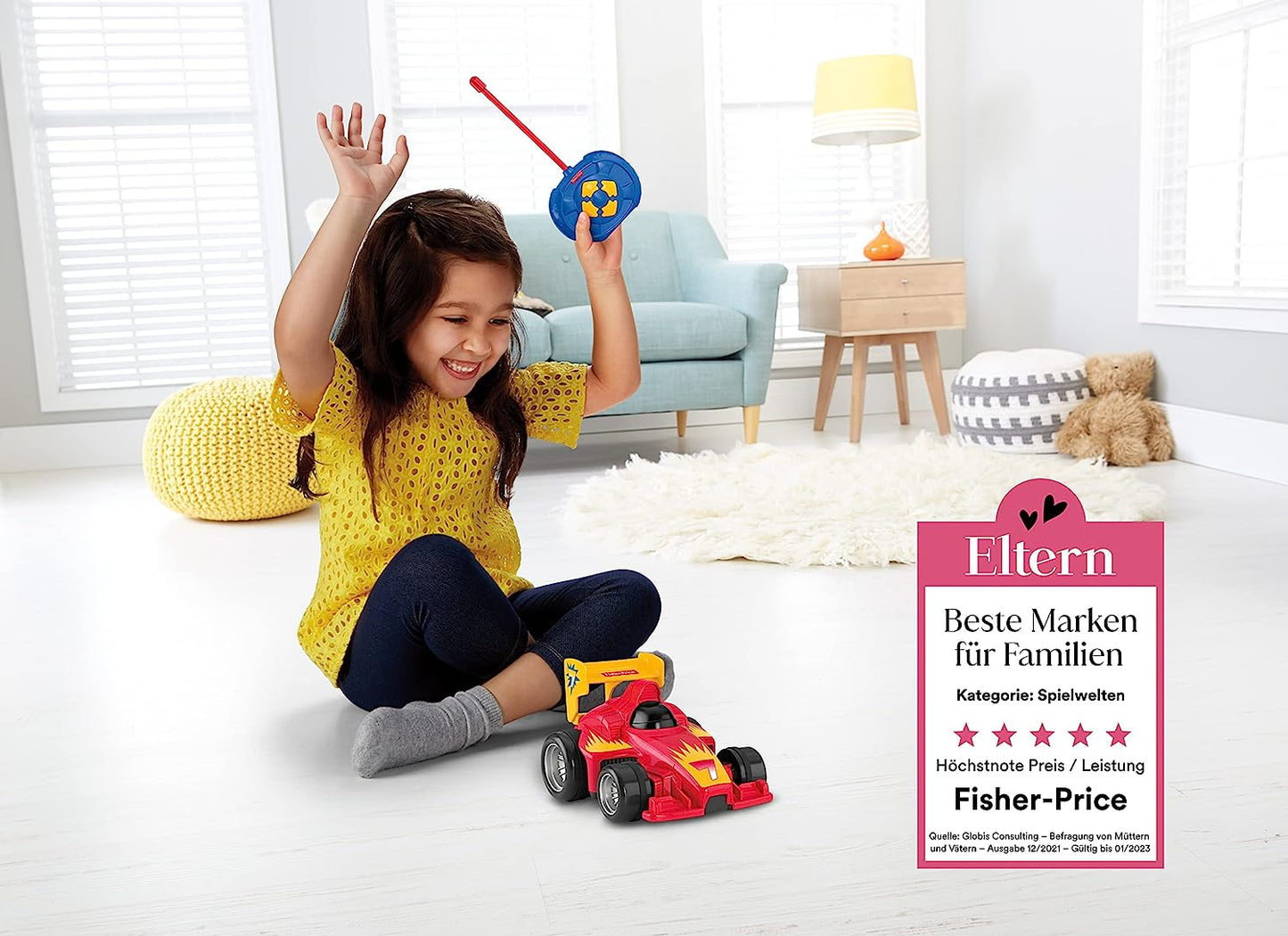 Fisher-Price GVY94 - Fernlenkflitzer, ferngesteuertes Auto in rot, Motorikspielzeug