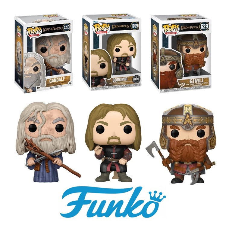FUNKO POP Herr der Ringe 3er Pack - 443 Gandalf & 1709 Boromir & 629 Gimli - NEU in OVP