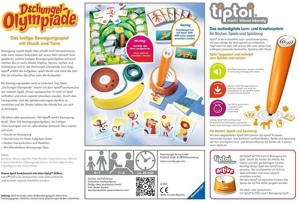 Ravensburger tiptoi Active Spiel 00075, Dschungel-Olympiade - NEU