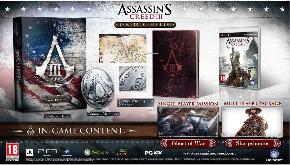 Ps3 Playstation 3 - Assassin's Creed III - Join or Die Edition - gebraucht