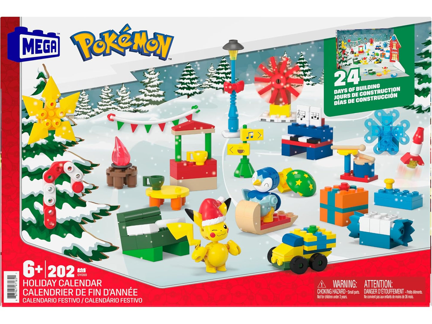 Mega GYG99 Mattel - Pokemon Adventskalender 202 Teile Spielzeug - Pikachu - NEU