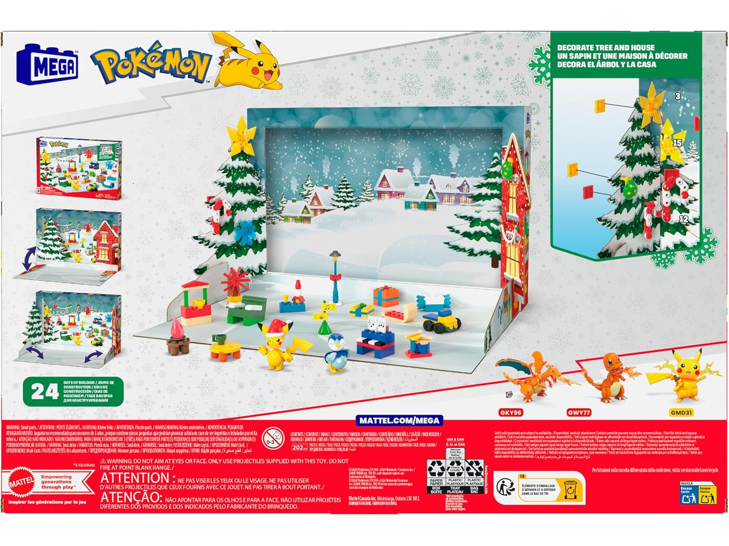 Mega GYG99 Mattel - Pokemon Adventskalender 202 Teile Spielzeug - Pikachu - NEU