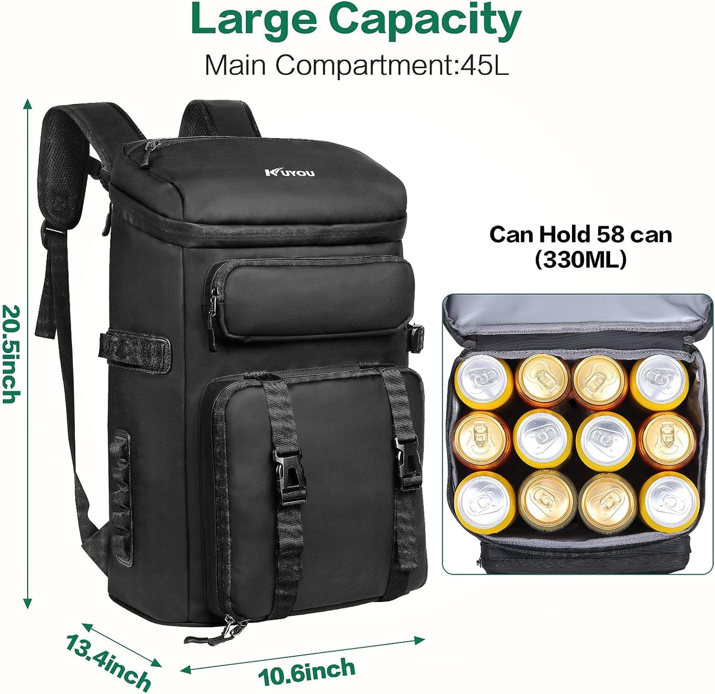 45L Kühltasche Warmhaltetasche Picknickrucksack Lunchtasche Thermotasche Isolierrucksack