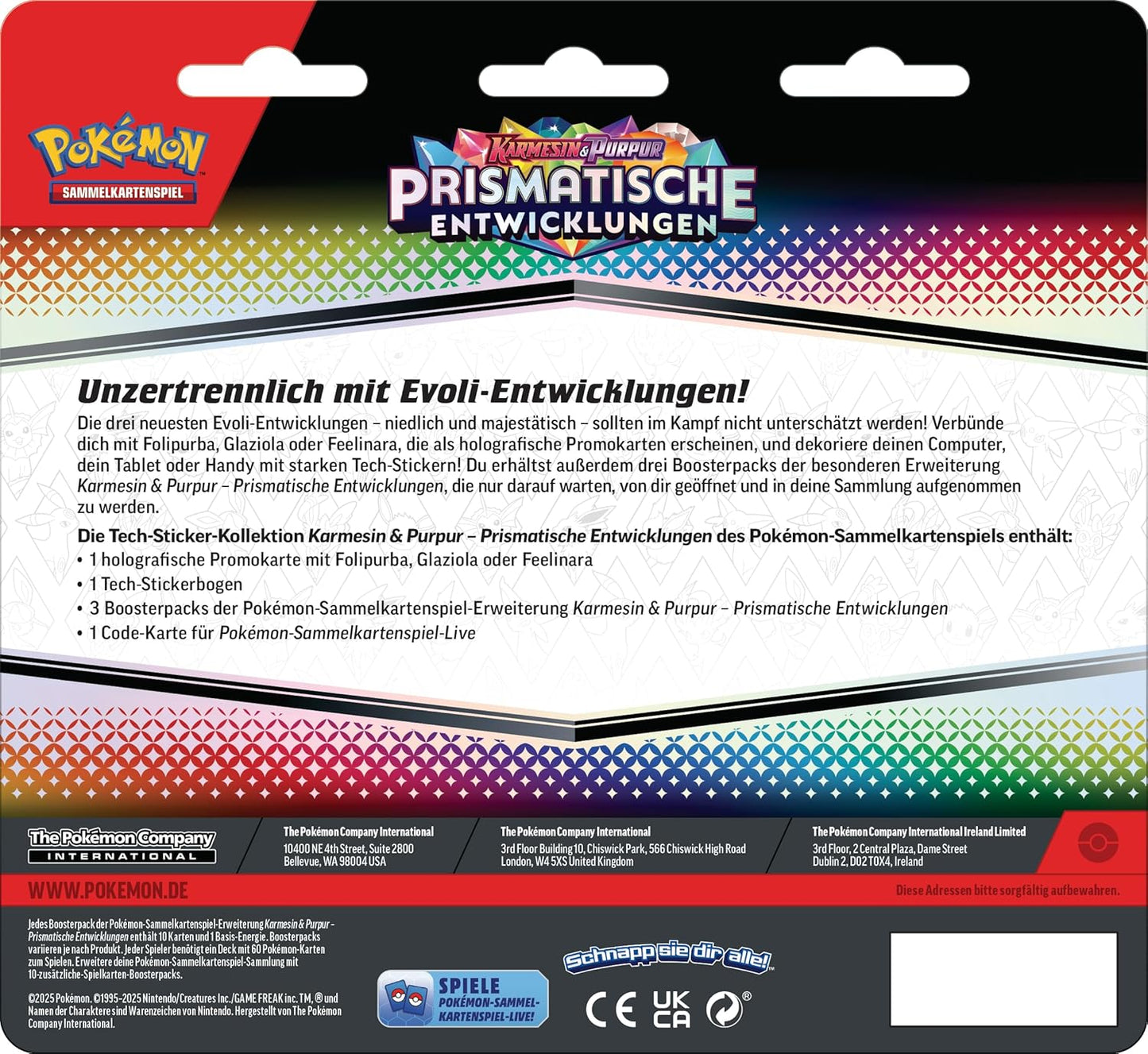 Pokemon prismatische Entwicklungen Tech Sticker Kollektion Folipurba (3er Blister) DE