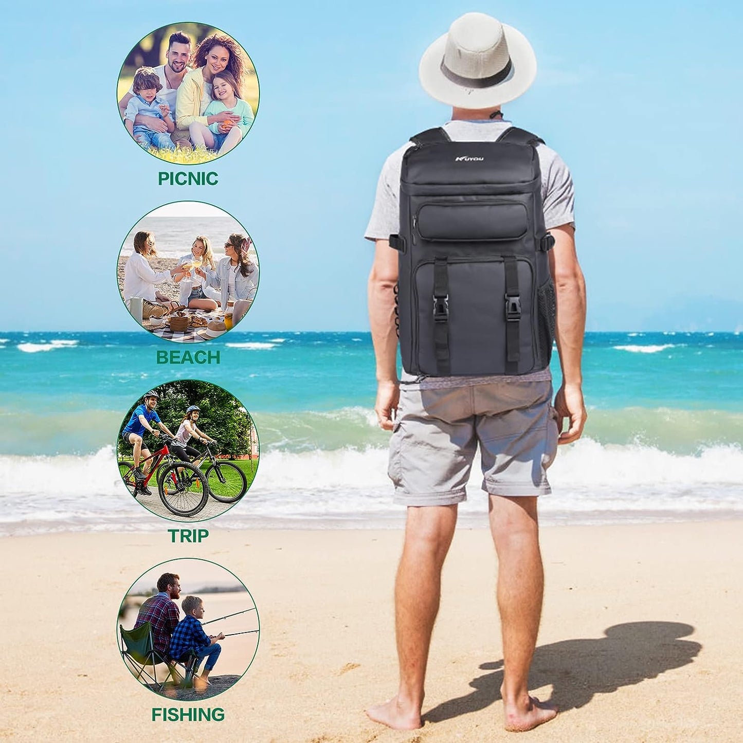 45L Kühltasche Warmhaltetasche Picknickrucksack Lunchtasche Thermotasche Isolierrucksack