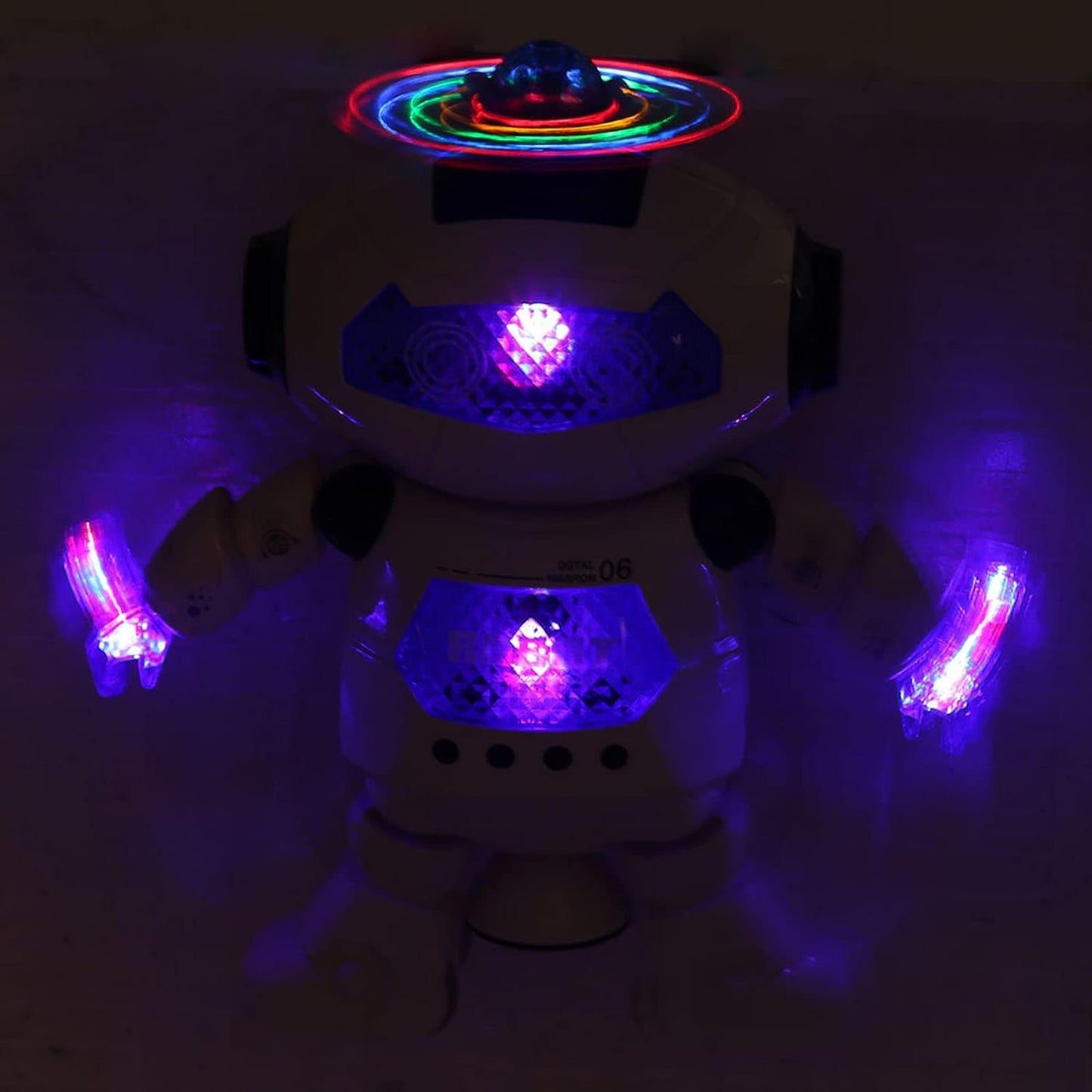 Dancing Robot - Roboter Tänzer mit Bewegung, Licht und Ton Sound 360 Drehung