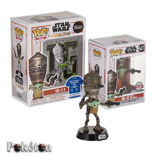 FUNKO POP Star Wars Bobble Head #427 IG-11 with Child + T-Shirt (L) - Vinyl Figur NEU