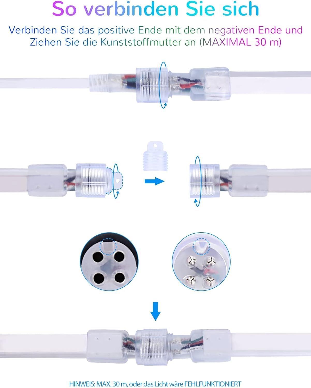 Lamomo Led Strip 10m Led Streifen - Led Streifen Lichterschlauch, Wasserdicht IP65