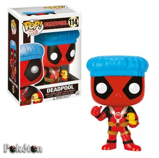 FUNKO POP Marvel #114 Deadpool Shower Cap & Ducky- Vinyl Figur NEU