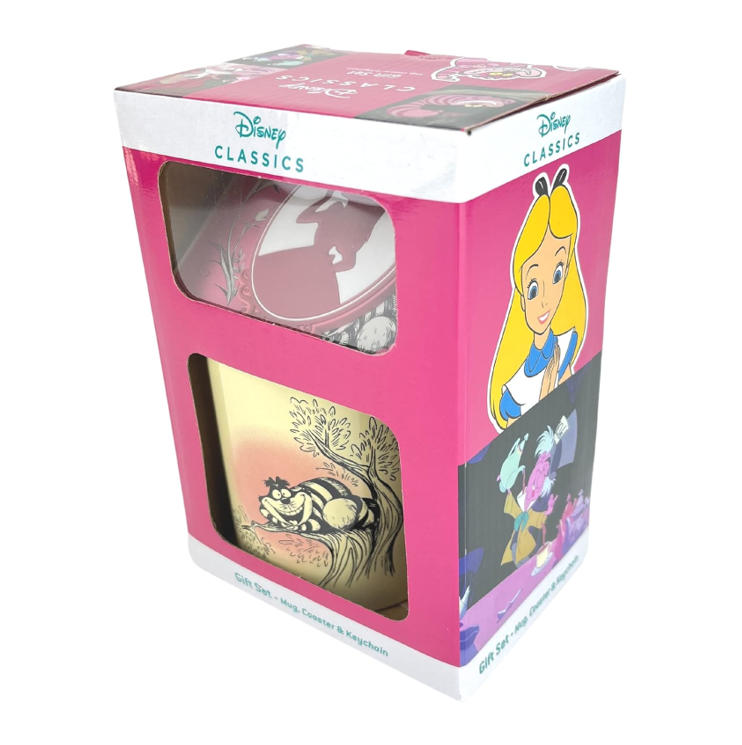 Alice Im Wunderland (Vintage) Geschenkset Tasse Untersetzter Schlüsselanhänger Disney