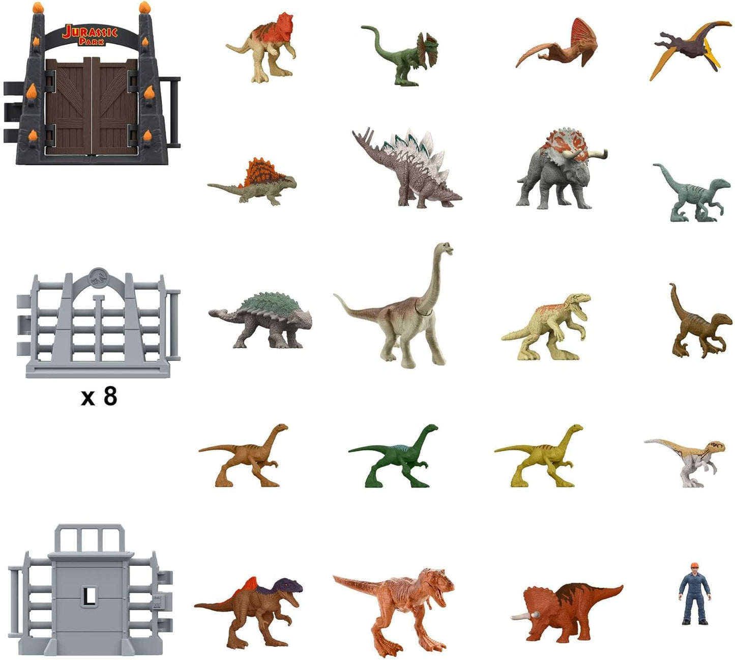 JURASSIC Park World 30. Jubiläum Adventskalender - 24 Türchen mit Mini-Dinosauriern HTK45