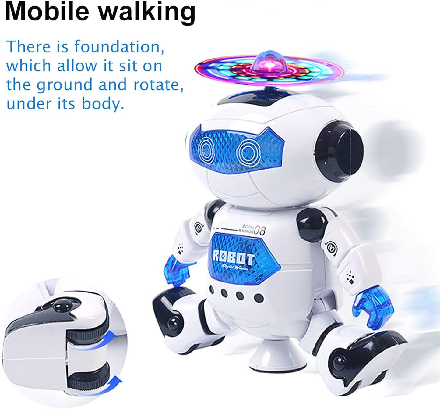Dancing Robot - Roboter Tänzer mit Bewegung, Licht und Ton Sound 360 Drehung