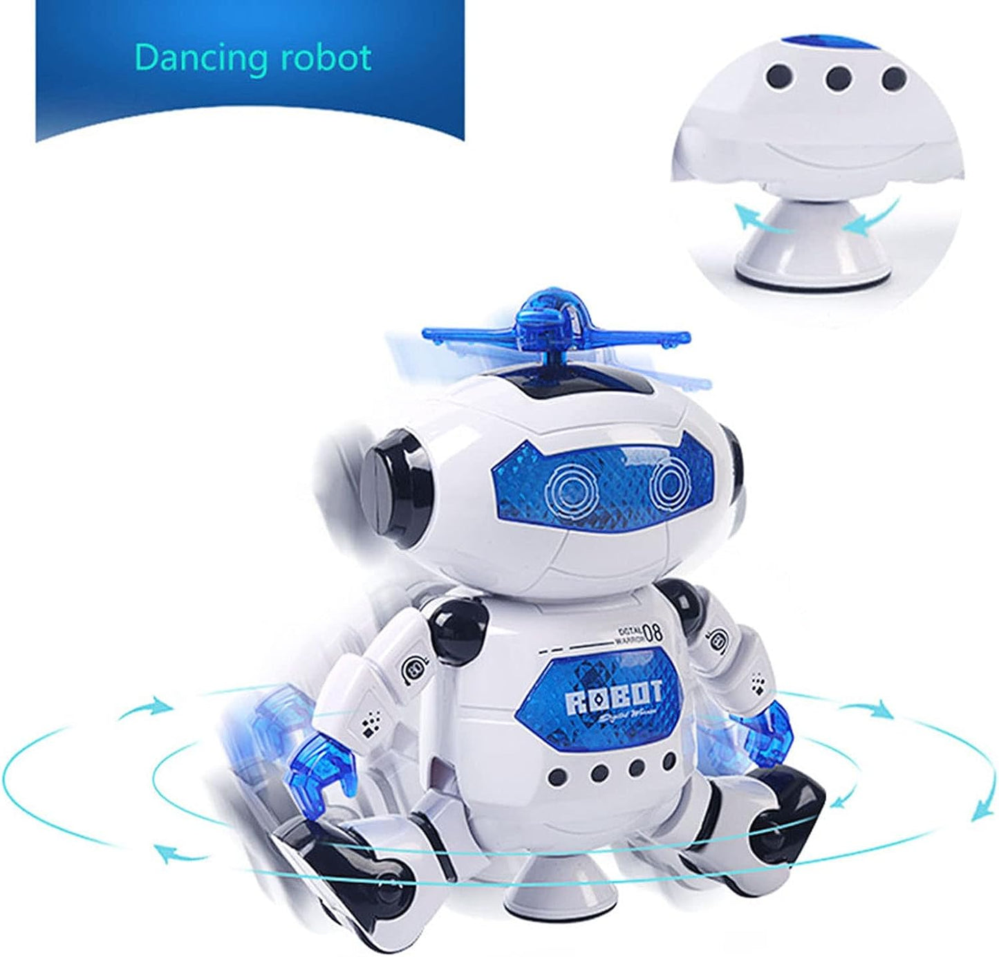 Dancing Robot - Roboter Tänzer mit Bewegung, Licht und Ton Sound 360 Drehung