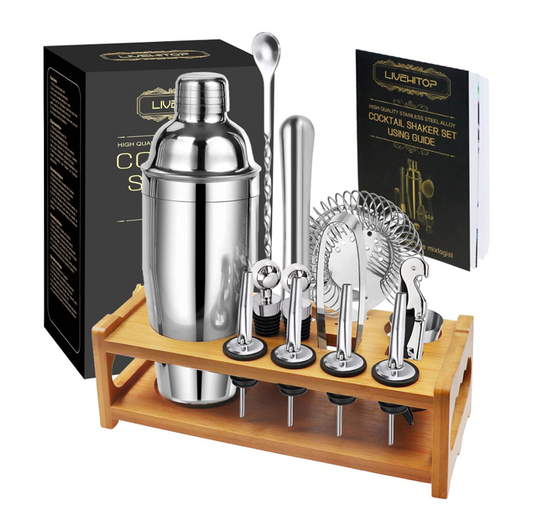 Cocktail Shaker Set - 15 Teile - inkl Rezeptbuch - Edelstahl - NEU in OVP