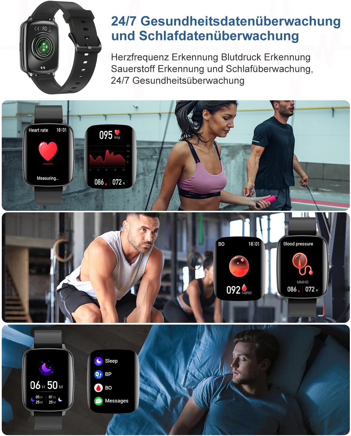 Loyaa Smartwatch Herren Fitnessuhr 1.8 Zoll HD Touchscreen IP68 Wasserdicht