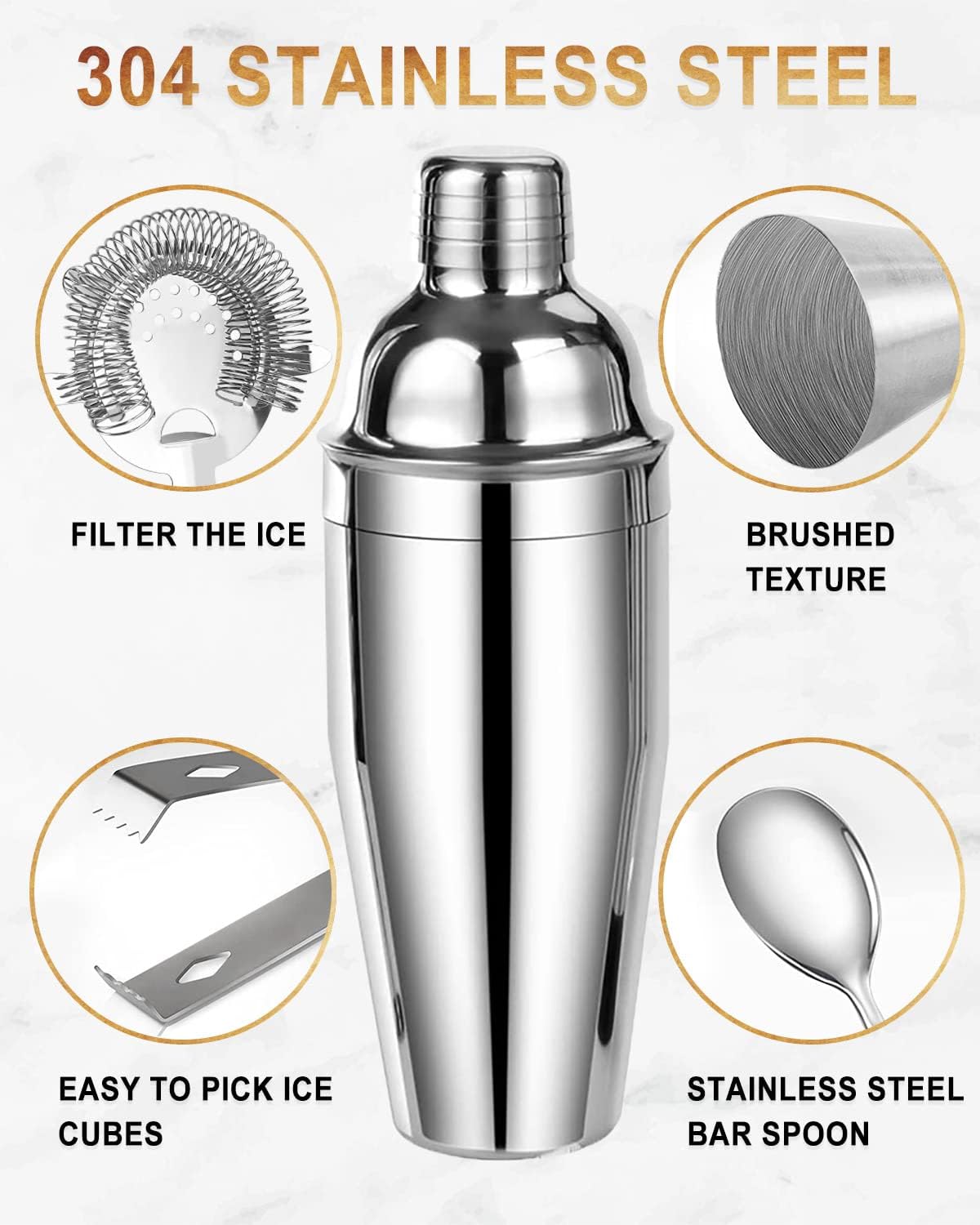 Cocktail Shaker Set - 15 Teile - inkl Rezeptbuch - Edelstahl - NEU in OVP