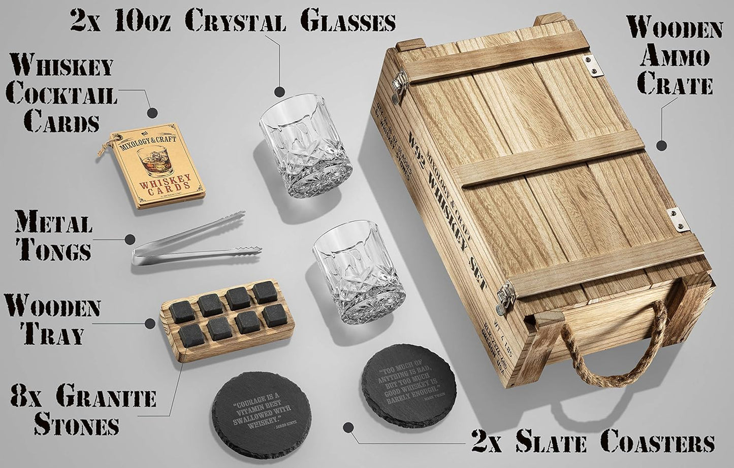 Mixology & Craft Whisky Set Geschenkset (Gläser, Steine, Untersetzer und mehr) - NEU