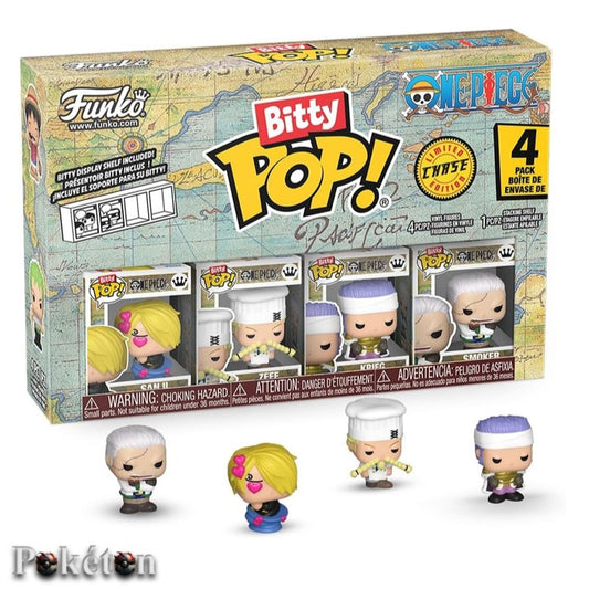 Funko Bitty POP! 4x One Piece - Sanji, Zeff, Krieg + eine zufällige Figur - NEU
